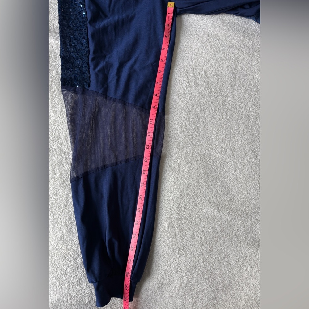 A Wish Come True Midnight Blue Sequin Dance Costume Jumpsuit, Adult Small - Picture 6 of 11